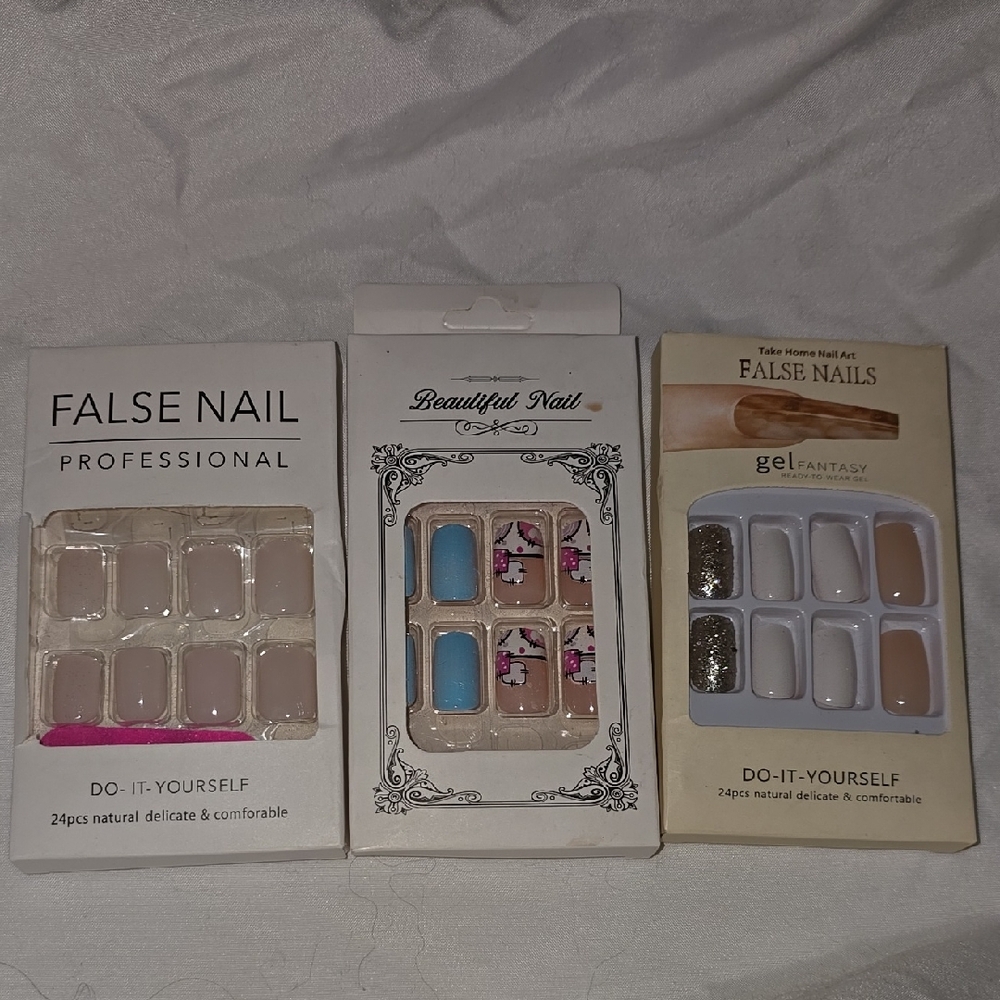 3 False Nail Set - Professional and Gel Fantasy